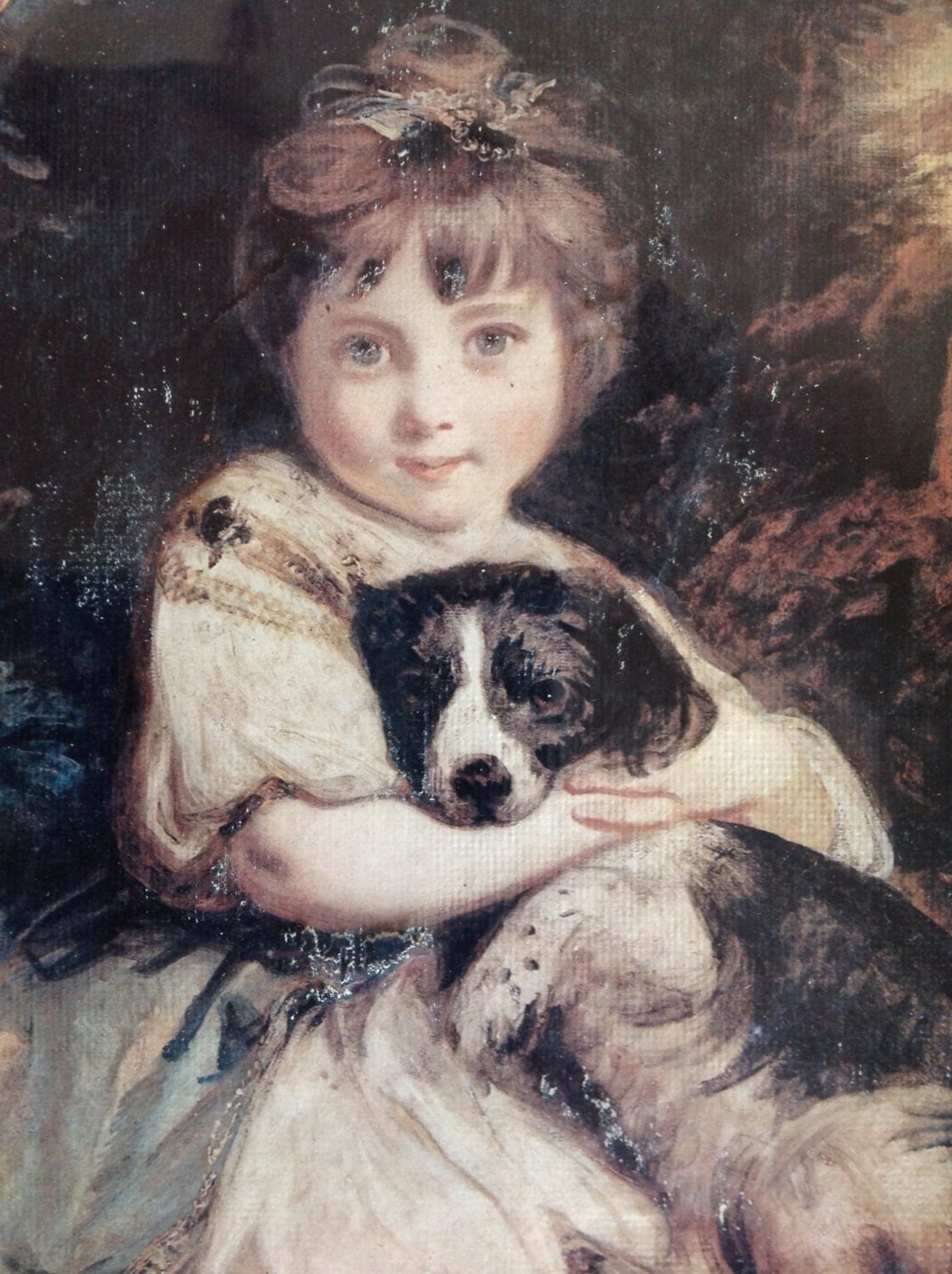 Vintage Framed Print Girl With Dog