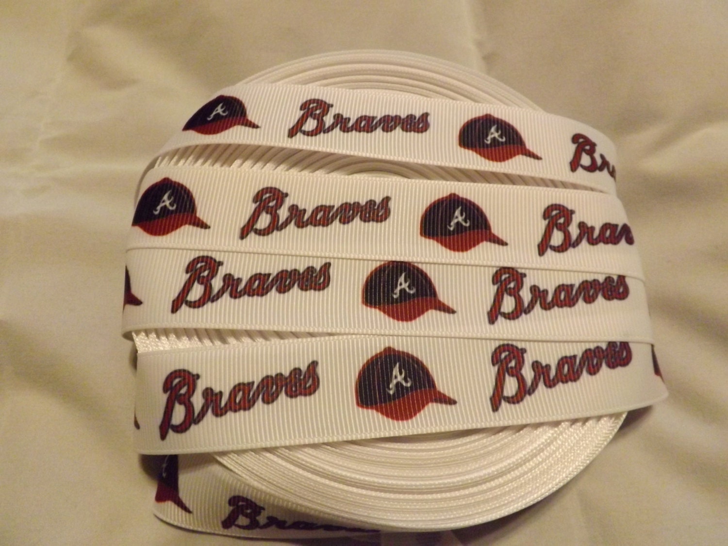 Grosgrain White Ribbon Atlanta Braves Baseball 7 8 Inch 1 Yard From 