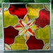 Stained and Fused Glass Panel in Vivid Red and Yellow