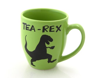 tea-rex mug, t rex, dinosaur mug, gift for tea lover, large 16 oz