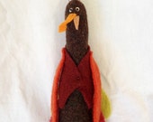 Thanksgiving Turkey Primitive Turkey Upcycled Wool Turkey Doll Ornie