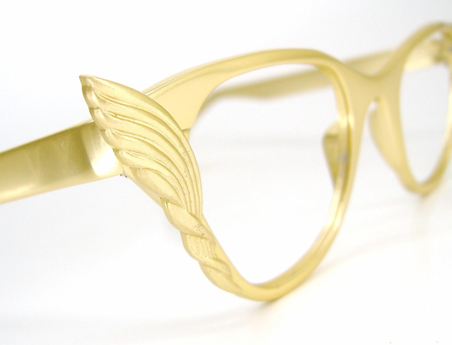 Vintage Gold Tura Cat Eye Eyeglasses Frame With Wings Mid 