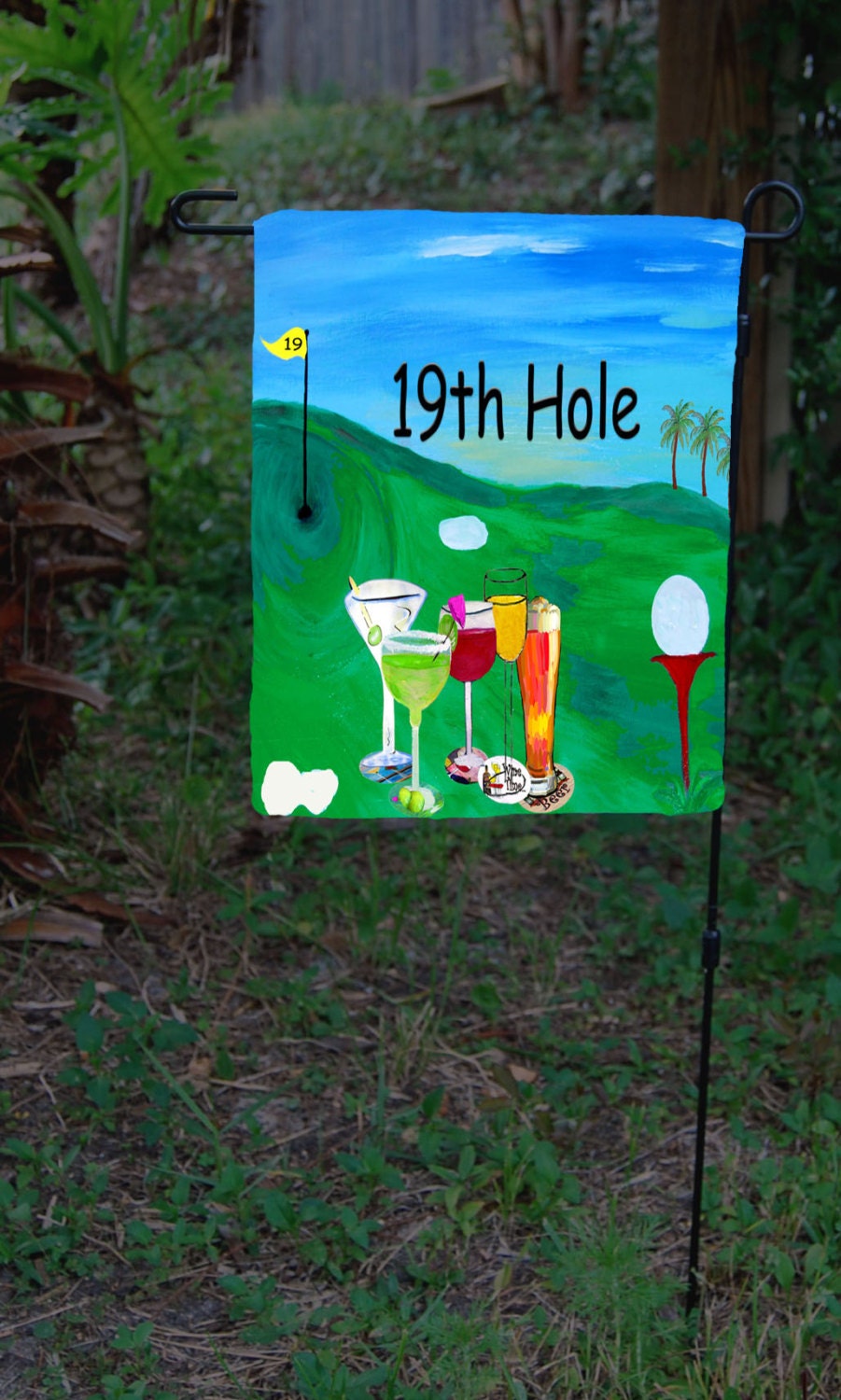 Golf 19th hole Garden or Yard Flag from art