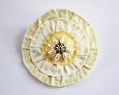 Fabric Flower Pin Romantic Style Yellow Brooch Hand Stitched Applique Garden Wedding Jewelry Broach Spring Summer Accessories, 105.2.3