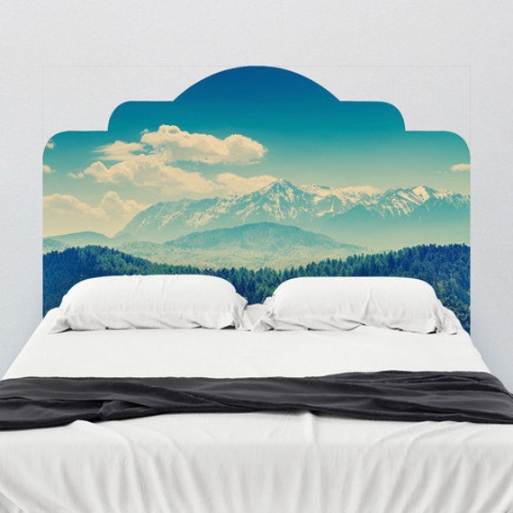 Items similar to Mountain Landscape Adhesive Headboard Wall Decal on Etsy