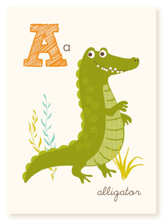 ABC card A is for Alligator ABC wall art alphabet flash