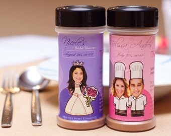 Unique Wedding Favors, Unique Bridal Shower Favors, Edible Spices Personalized with Custom Labels - 24 bottles