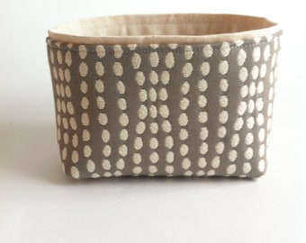 mini fabric storage bin // textured gray and cream // modern basket