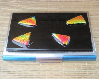Business Card Case Holder Dichroic Glass