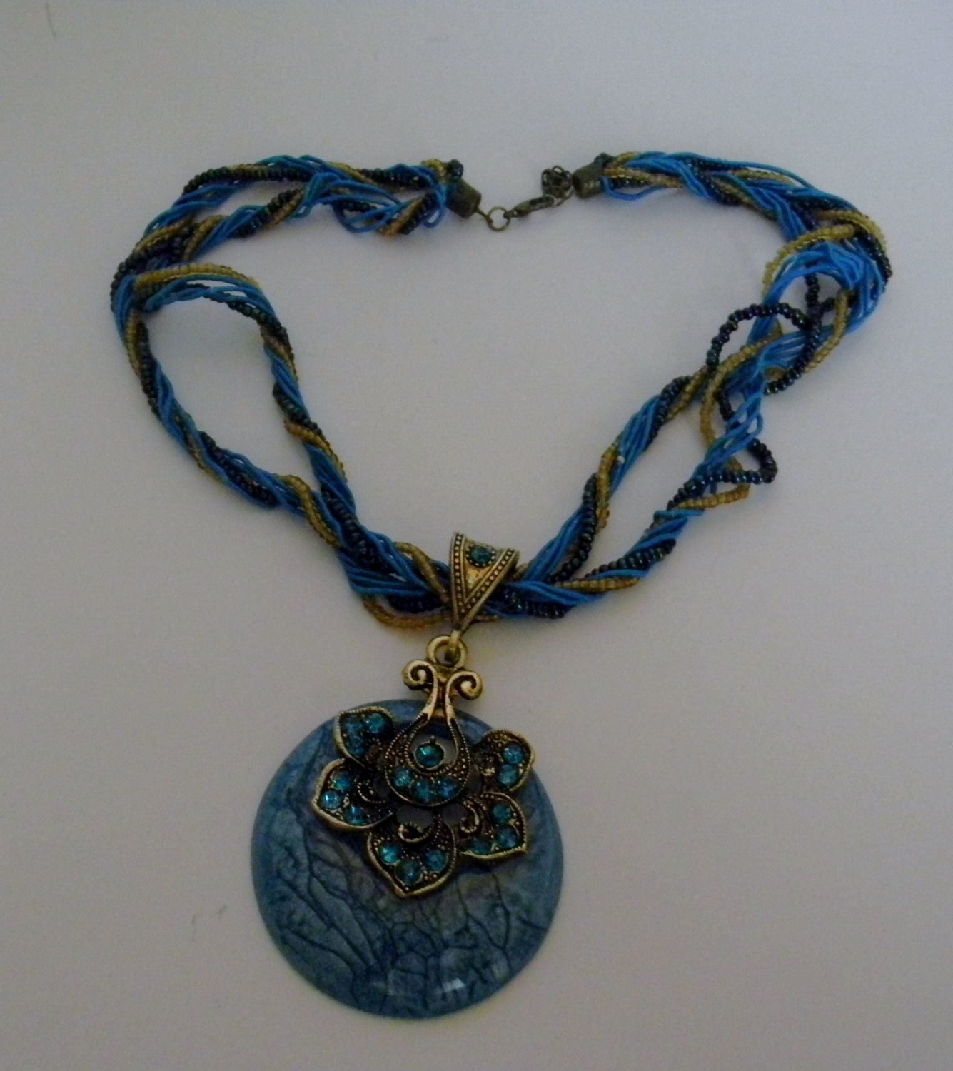 Nylon Cord Necklace Multi StrandBlue by BanglesDanglesNBeads