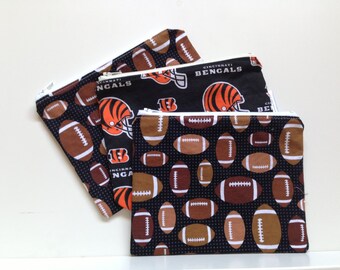 Zippered Reusable Sandwich Bag, Kid Snack Bags, Football, Bengals