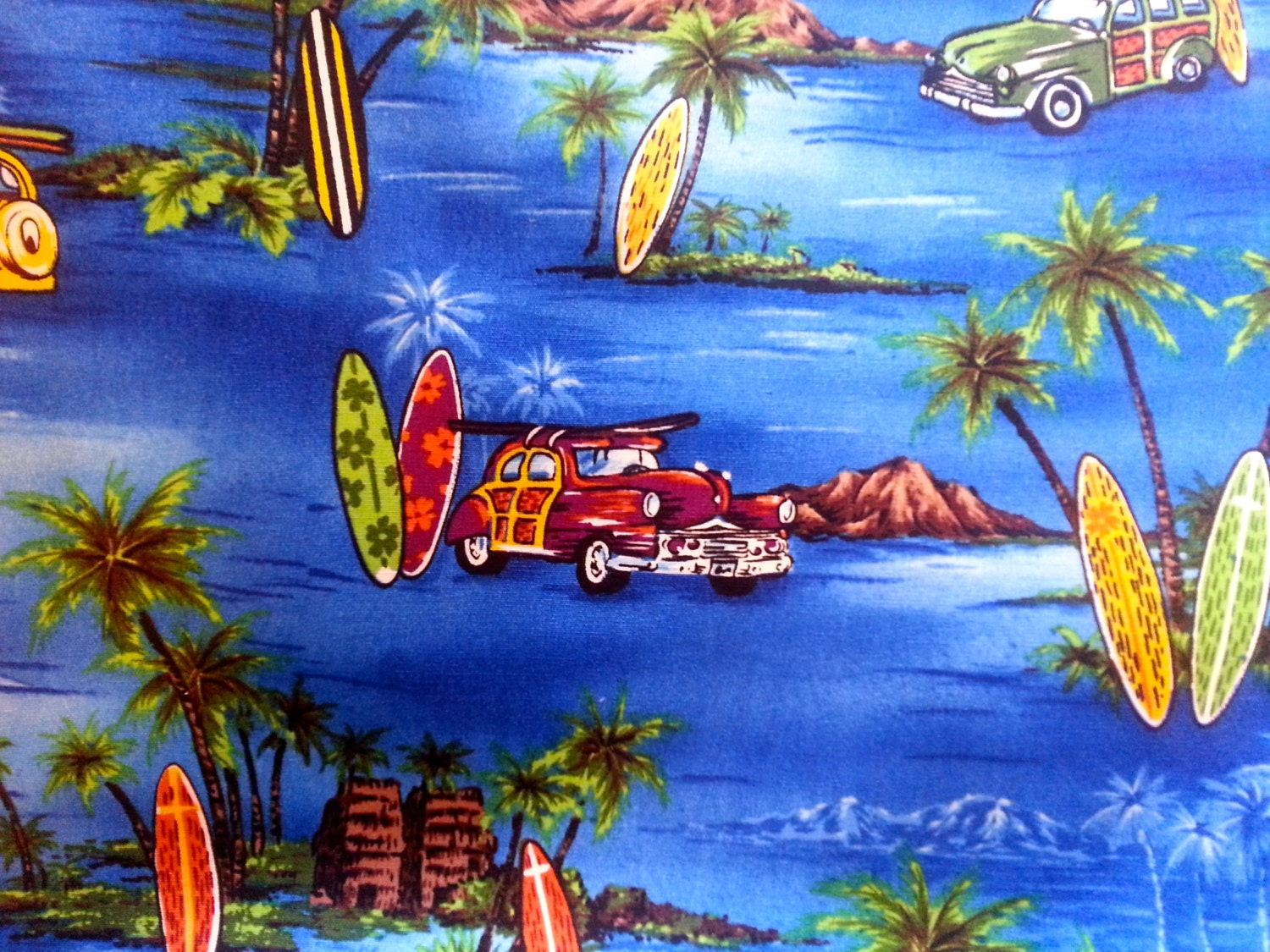 Surfing/Hawaii Cotton Fabric 1 Yard by SakuraGoods on Etsy