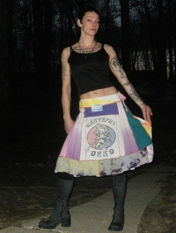 Grateful Dead Ninja Skirt Bright Funky fun deadhead ooak