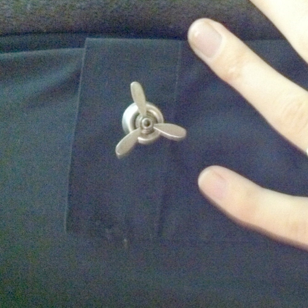 Spinning PROPELLER Silver Cuff Links STEAMPUNK Airplane