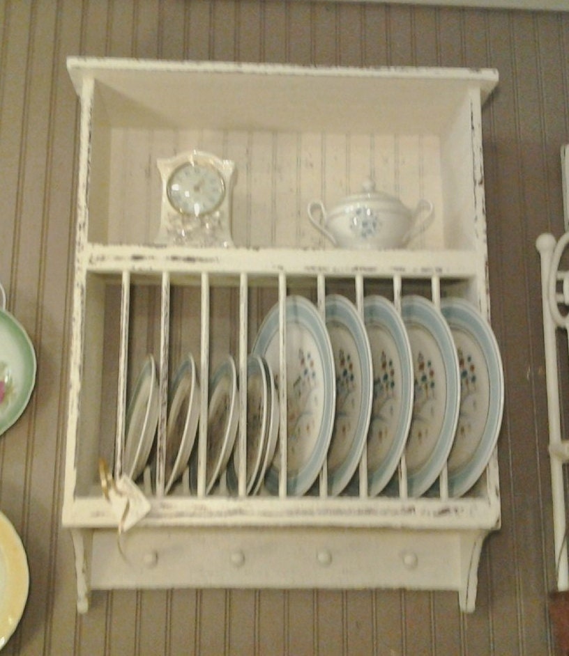 10 Slot PLATE RACK with Shelf Order your color and by PioneerLoft