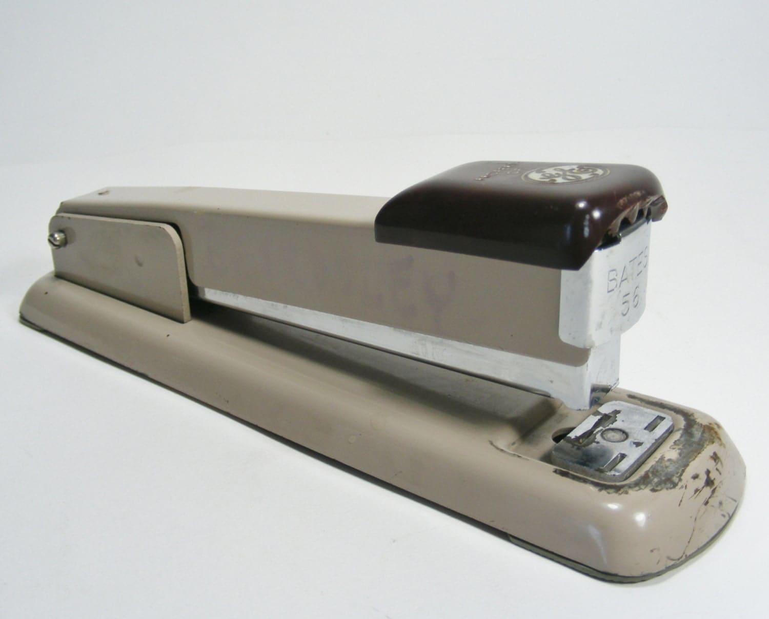 Vintage Stapler Bates 56 Two Tone Brown Stapler property of GE