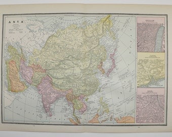 Vintage Map of Japan China Map 1900 Antique by OldMapsandPrints