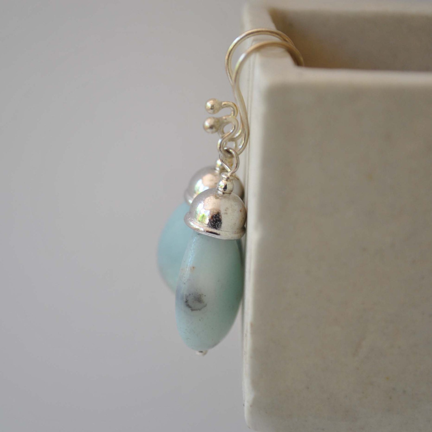 Powder Blue Amazonite Earrings Teardrop Earrings Stone by bstrung