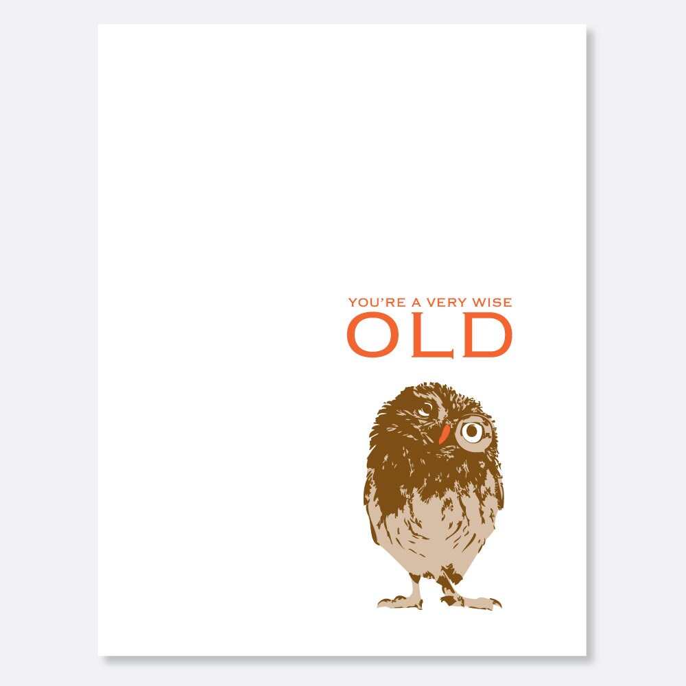 Wise Owl Birthday Card Funny Birthday Card Animal Birthday