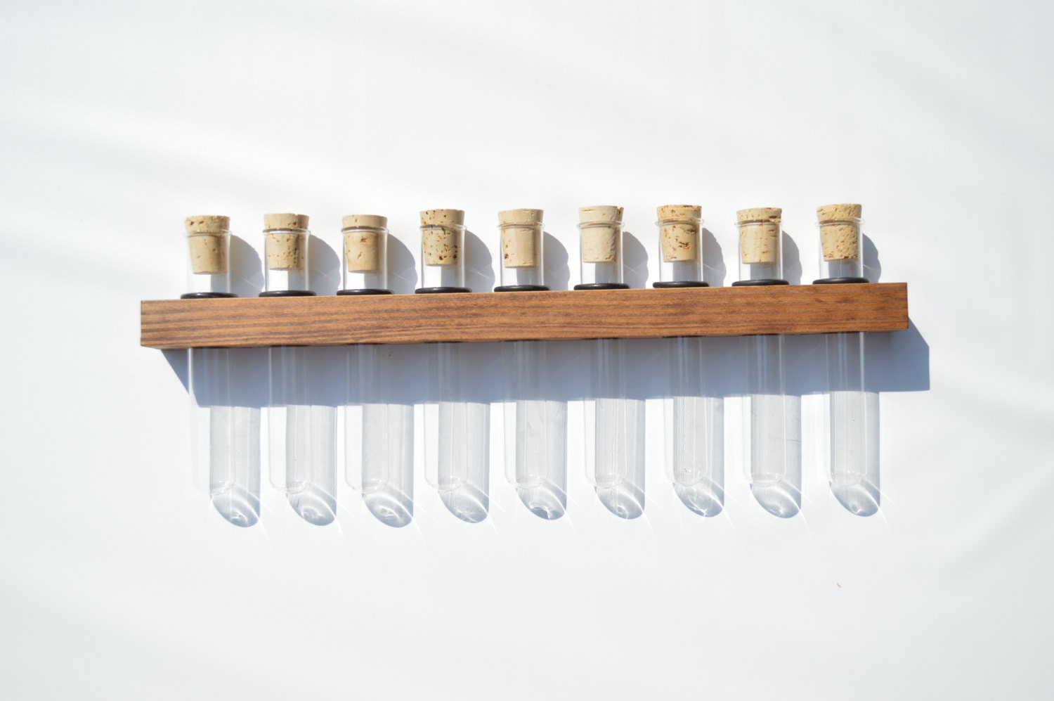 Test Tube Spice Rack Stained Wood