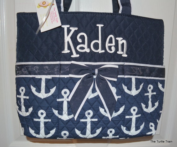 Nautical with Anchor Navy Quilted Diaper bag by TheTurtleTrain