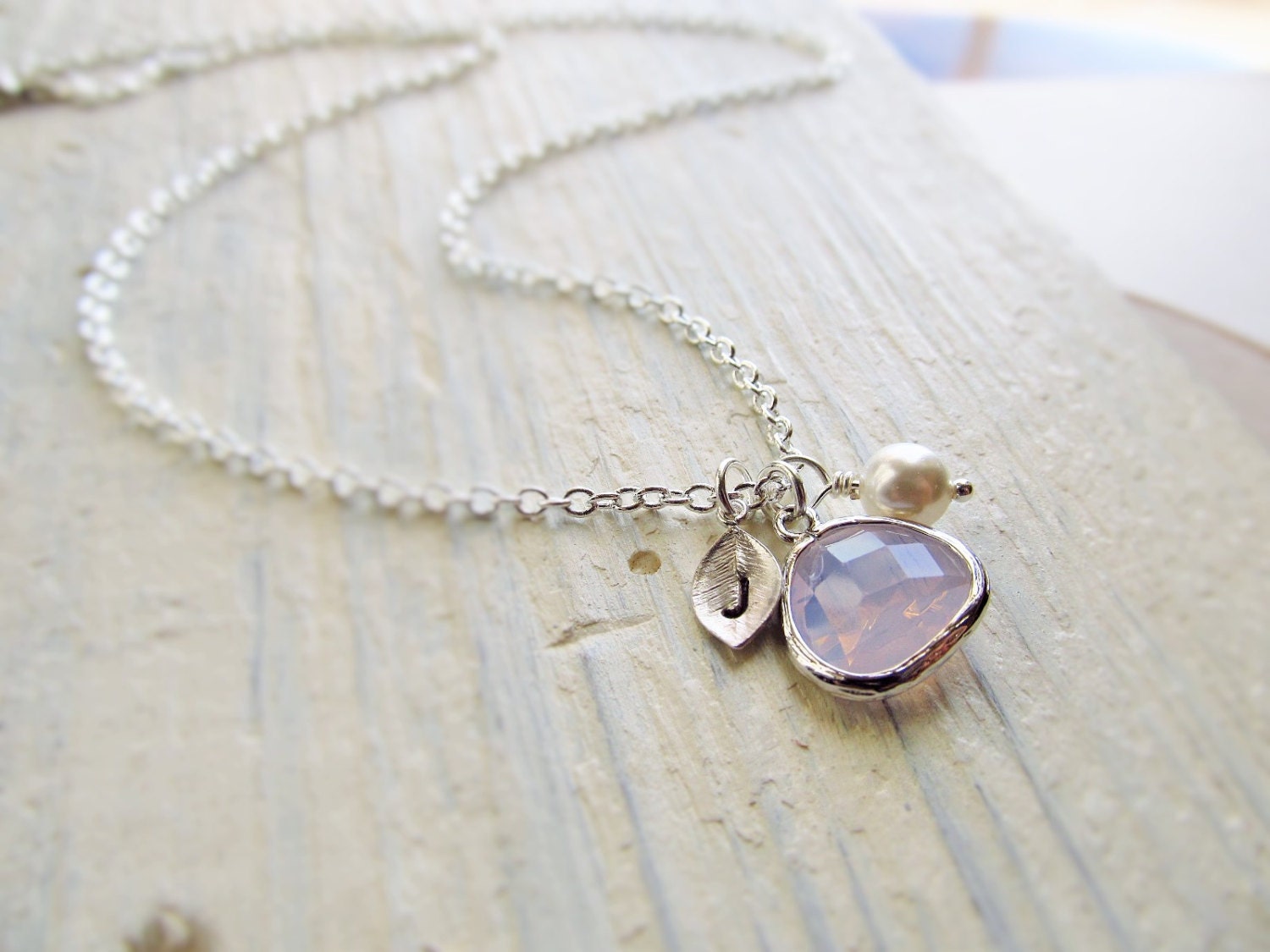 October Birthstone Necklace Opal Necklace Silver Birthstone