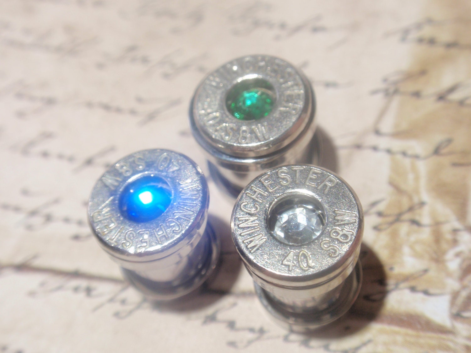 Bullet ear gauges plugs 40 Cal Bullet Plug Earring w colored