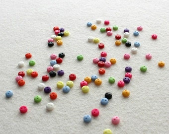 22 pcs Tiny Round Mixed Colour Buttons 5mm - Doll Clothing, Blythe,