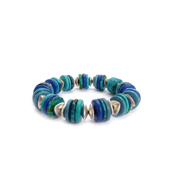 Blue Beaded Stacking Bracelet Mykonos Greek Beads