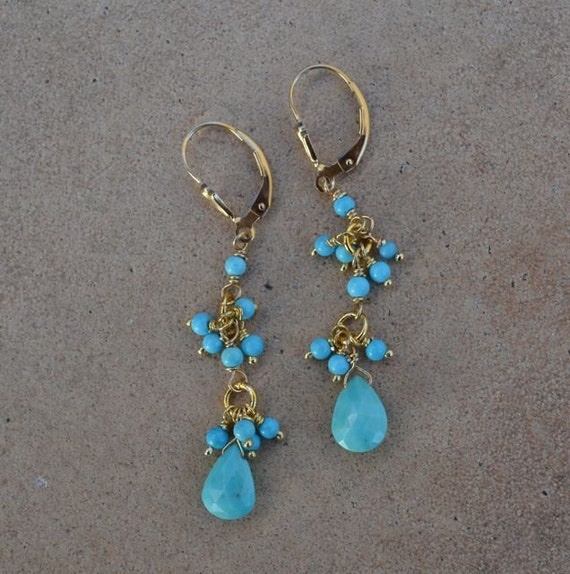 sleeping beauty turquoise earrings gold filled December