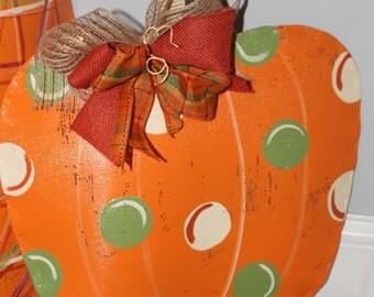 Pumpkin Door Hanger with deco mesh bow