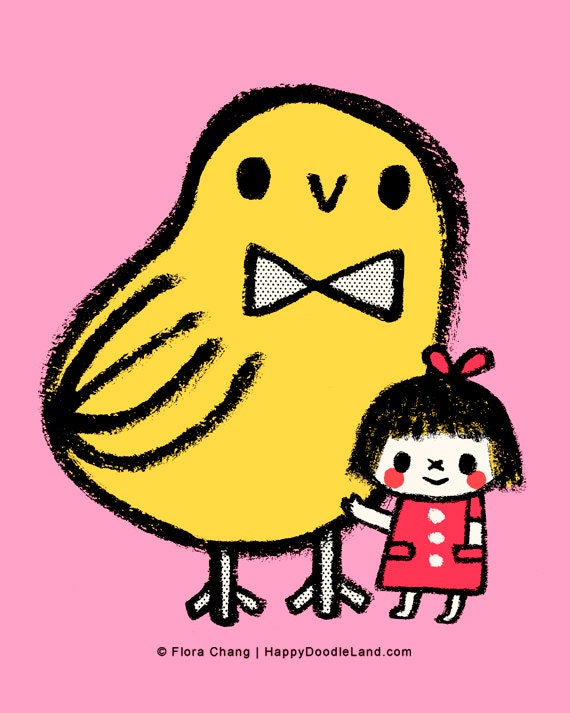 Birdie and Girl - 8 x 10 Print