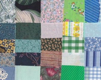 Vintage Fabric Precut 2 1/4 Inch Square Pieces 50 Cotton Prints & Feedsack Material 4 Charm Quilting Sewing Projects Variety Number B - 22