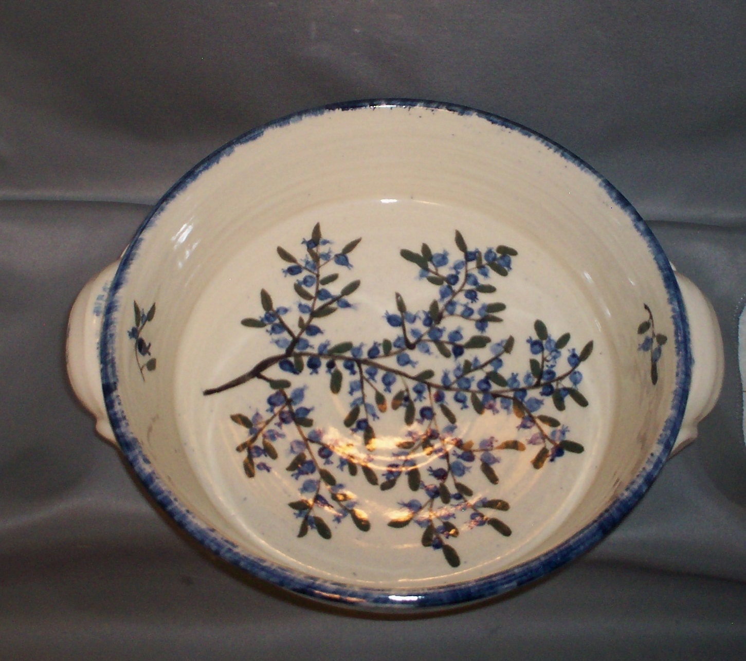 Stoneware Pottery Blueberry painted by TallPinesPottery on Etsy