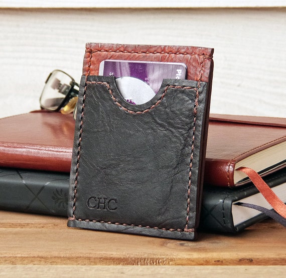 Minimalist Wallet for Men Vertical Tooled by SivaniAccessories