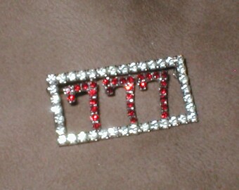 Vintage Rhinestone 777 Brooch Pin