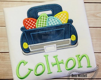 Easter Egg Truck Applique embroidery design