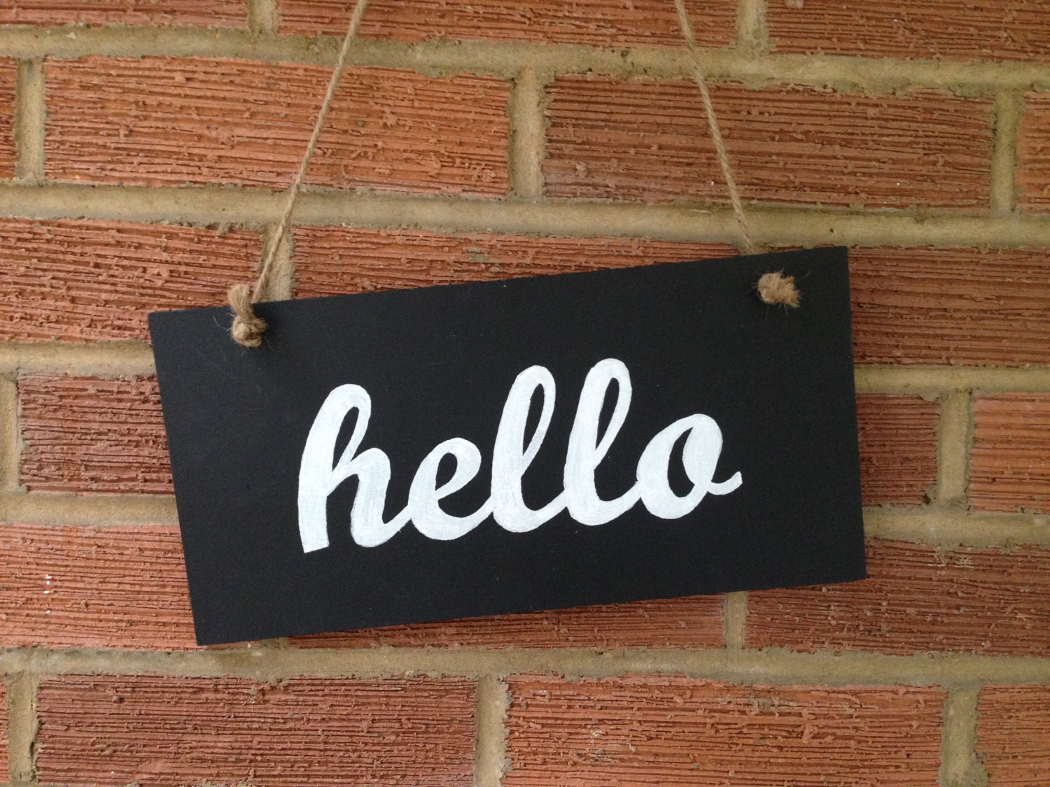 Hanging Chalkboard Sign. Hello Welcome Sign. Hand Painted.