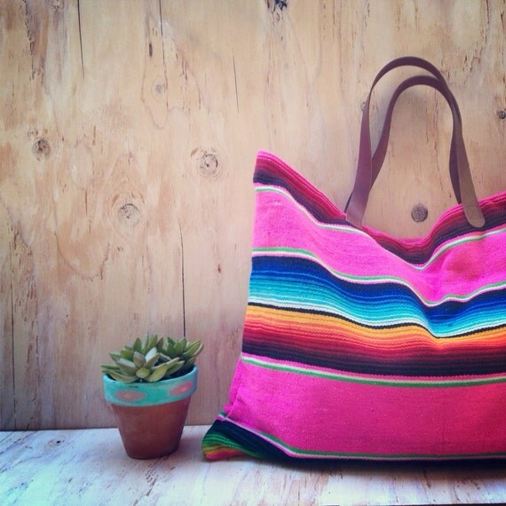Serape Blanket Tote/ Mexican Blanket/ Navajo by TealSuede on Etsy