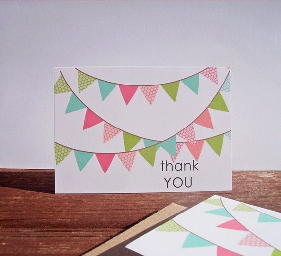 Bunting Banner Thank You Cards Party Banner Thank You by twin2kim