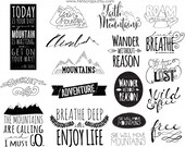 Mountain Clip Art - Word Art & Inspirational Quotes - Scrapbooking Titles - Digital Stamps - Graduation ClipArt and Photoshop Brushes Il_170x135