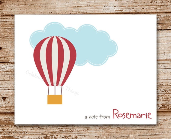 Set of 8 Hot Air Balloon Note Cards, Notecards | Personalized Stationery | Thank You Cards | Balloon Ride Il_570xn