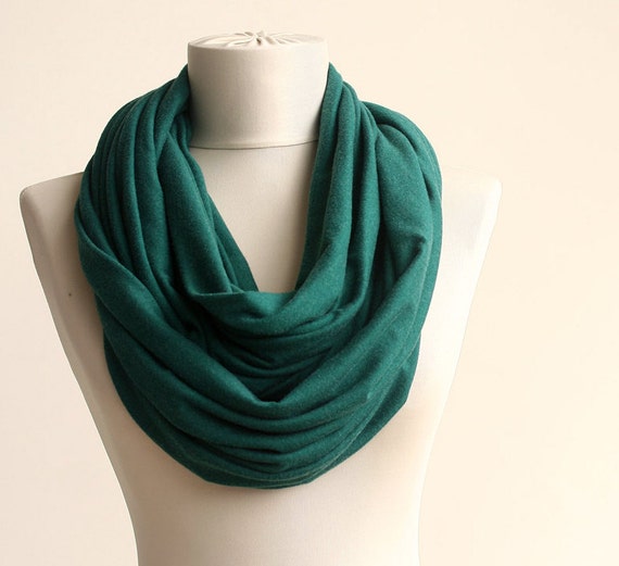 Green jersey scarf emerald green spring infinity by violasboutique