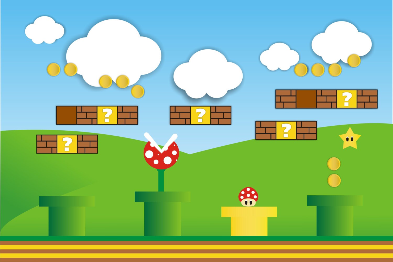 Mario Backdrop Printable Instant Download