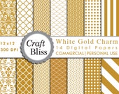 White Gold Paper Gold Digital Paper Pack Commercial Use Digital Scrapbooking Papers Christmas Gift Wrap Wedding Invitation White Gold Charm Il_170x135