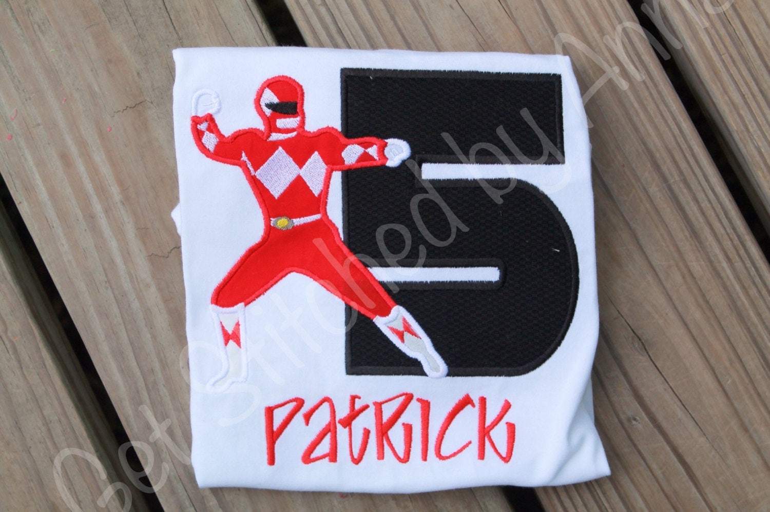 red power ranger birthday shirt