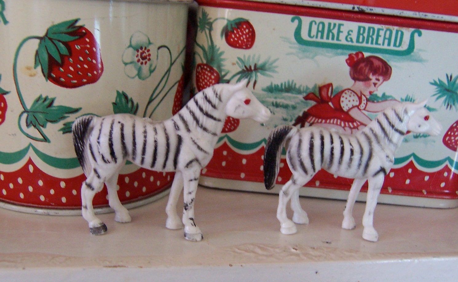 little plastic toy zebra figurines by therunawaypancake on Etsy