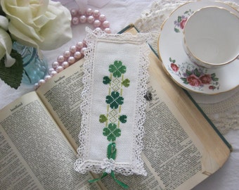 Victorian Clover Lace Cross Stitch Book Mark-Free Shipping