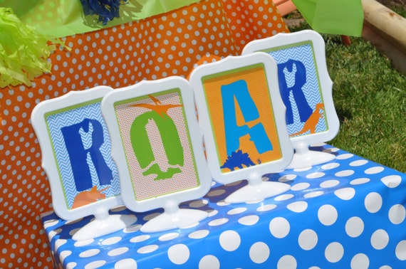 Dinosaur Birthday 4x6 Signs ROAR, Boys 1st Birthday Party, Dinosaur Theme Birthday Party, Dinosaur Birthday Party Decorations Il_570xn