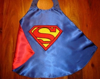 Superman Cape / Super Hero Cape / Childrens Cape / Authentic Superman Cape / Girls / Boys / Reversible Cape